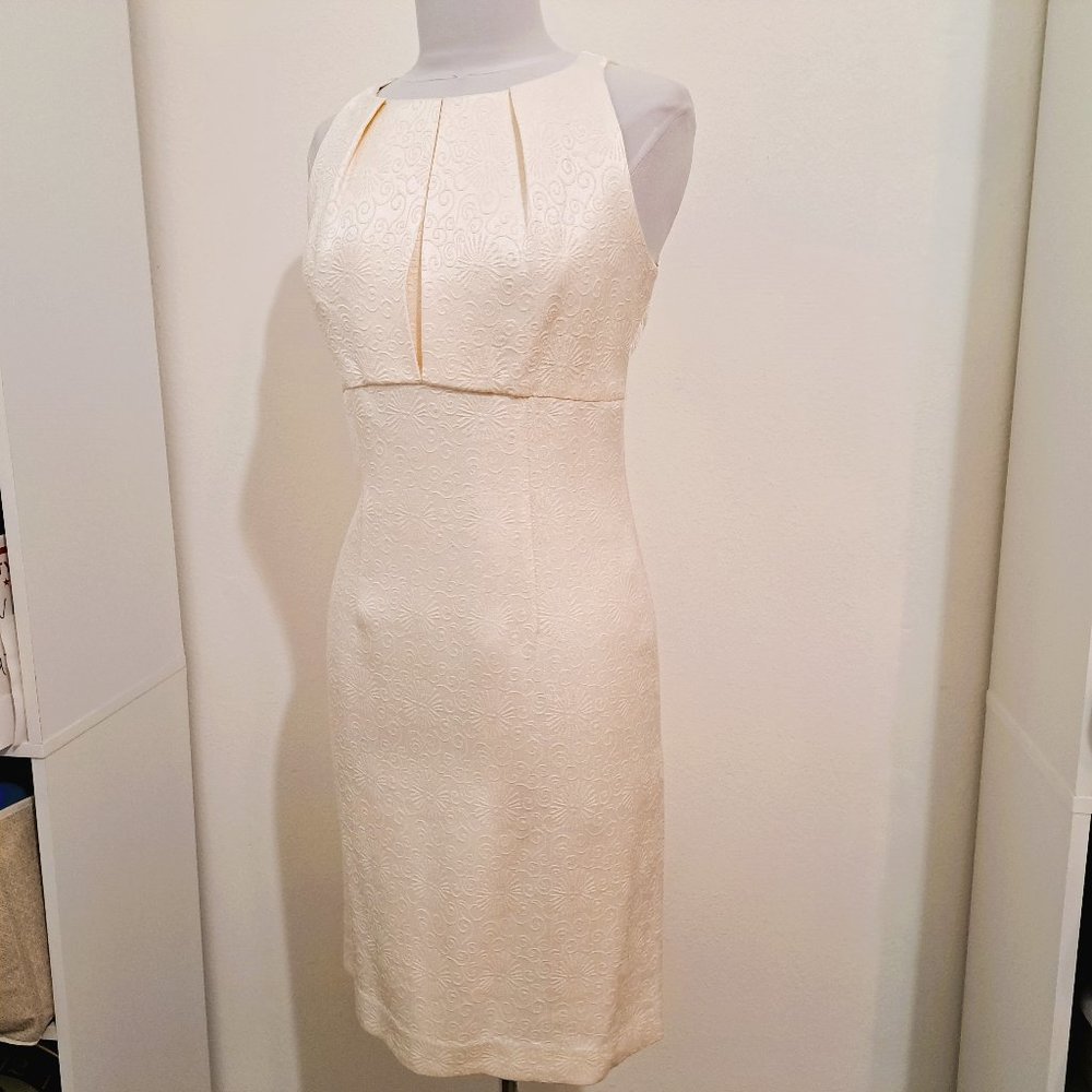 Taylor Embroidered Dress Sheath Style Sleeveless Cream Size 8 - Picture 2 of 13